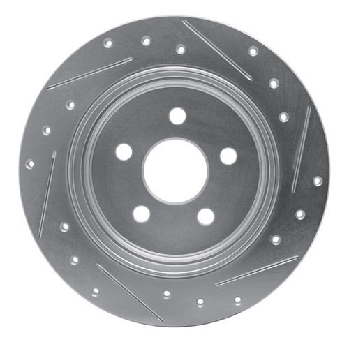 R1 03-10 Chrysler PT Cruiser Rear Left Drilled & Slotted Silver Brake Rotor
