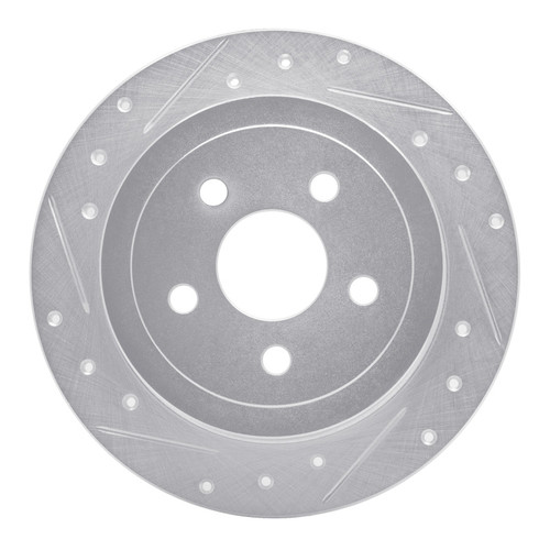 R1 95-07 Chrysler SEBRING Rear Left Drilled & Slotted Silver Brake Rotor