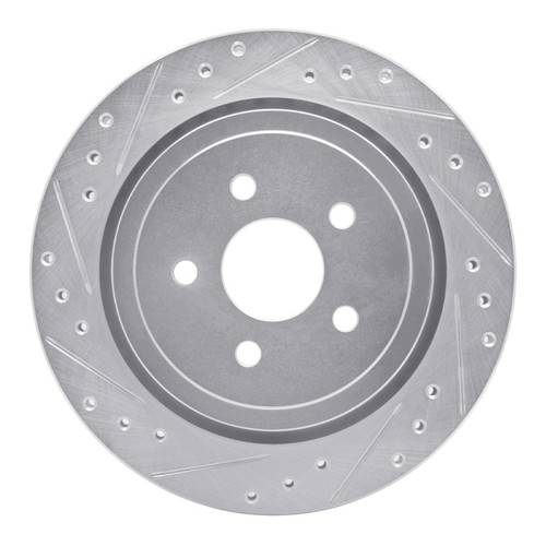 R1 89-95 Chrysler LeBaron Rear Left Drilled & Slotted Silver Brake Rotor