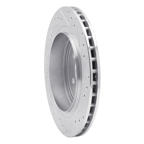 R1 89-95 Chrysler LeBaron Rear Left Drilled & Slotted Silver Brake Rotor