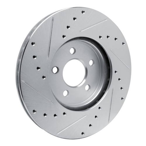 R1 89-95 Chrysler LeBaron Front Right Drilled & Slotted Silver Brake Rotor