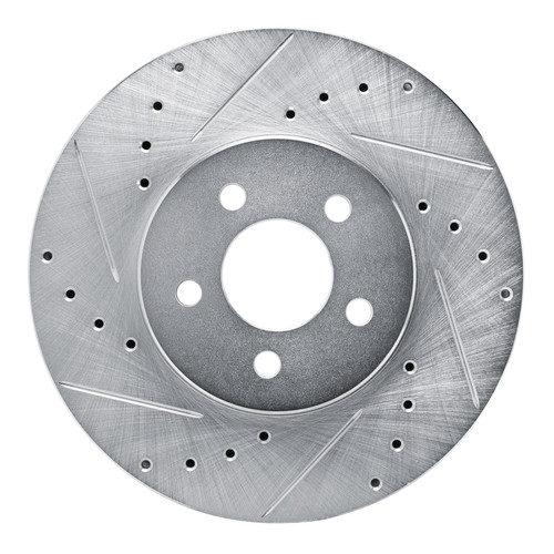 R1 89-95 Chrysler LeBaron Front Left Drilled & Slotted Silver Brake Rotor