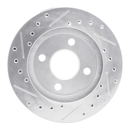 R1 81-87 Chrysler Town & Country Front Right Drilled & Slotted Silver Brake Rotor