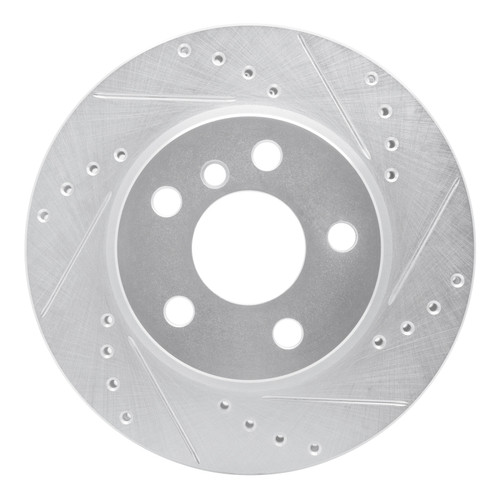 R1 14-24 Mini Cooper (Excl Clubman) Front Right Drilled & Slotted Silver Brake Rotor