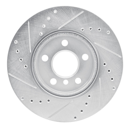 R1 14-21 Mini Cooper (Excl Clubman) Front Right Drilled & Slotted Silver Brake Rotor