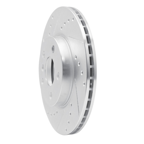 R1 14-21 Mini Cooper (Excl Clubman) Front Left Drilled & Slotted Silver Brake Rotor