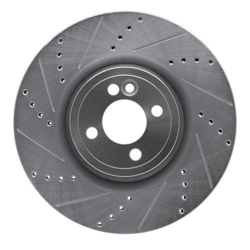 R1 13-13 Mini Cooper (Excl Clubman) Front Left Drilled & Slotted Silver Brake Rotor