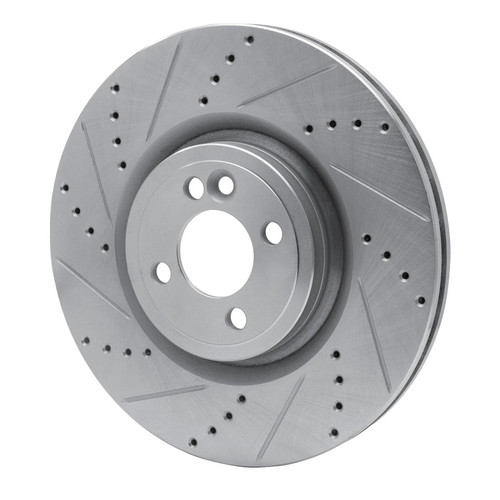 R1 13-13 Mini Cooper (Excl Clubman) Front Left Drilled & Slotted Silver Brake Rotor