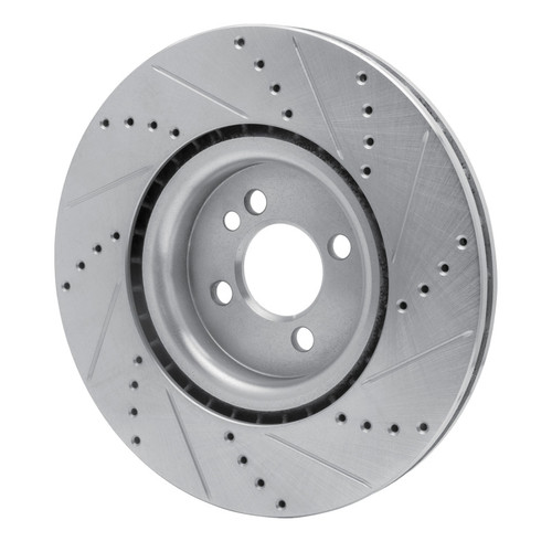 R1 13-13 Mini Cooper (Excl Clubman) Front Left Drilled & Slotted Silver Brake Rotor