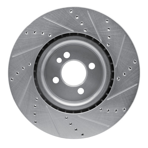 R1 13-13 Mini Cooper (Excl Clubman) Front Left Drilled & Slotted Silver Brake Rotor