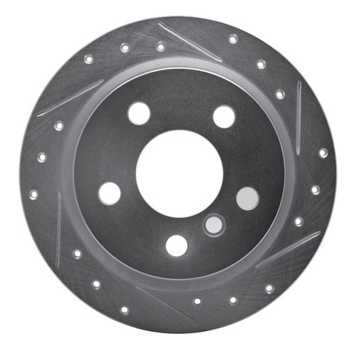R1 14-24 Mini Cooper (Excl Clubman) Rear Right Drilled & Slotted Silver Brake Rotor