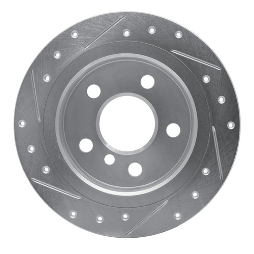 R1 14-24 Mini Cooper (Excl Clubman) Rear Right Drilled & Slotted Silver Brake Rotor