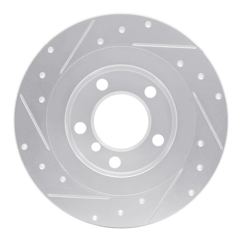 R1 13-16 Mini Cooper Countryman Rear Right Drilled & Slotted Silver Brake Rotor