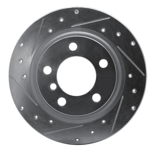 R1 13-16 Mini Cooper Countryman Rear Left Drilled & Slotted Silver Brake Rotor
