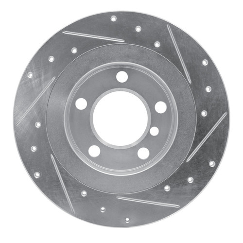 R1 13-16 Mini Cooper Countryman Rear Left Drilled & Slotted Silver Brake Rotor