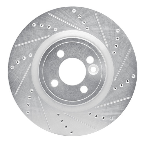 R1 09-14 Mini Cooper Clubman Front Right Drilled & Slotted Silver Brake Rotor