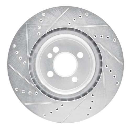 R1 09-14 Mini Cooper Clubman Front Right Drilled & Slotted Silver Brake Rotor