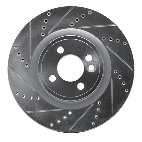 R1 09-14 Mini Cooper (Excl Clubman) Front Left Drilled & Slotted Silver Brake Rotor