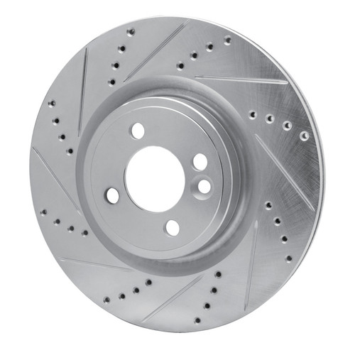 R1 09-14 Mini Cooper (Excl Clubman) Front Left Drilled & Slotted Silver Brake Rotor