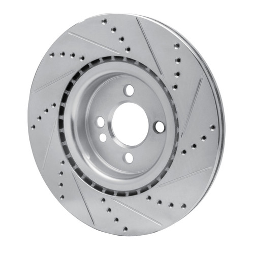 R1 09-14 Mini Cooper (Excl Clubman) Front Left Drilled & Slotted Silver Brake Rotor