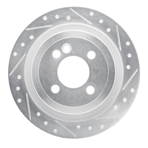 R1 09-14 Mini Cooper (Excl Clubman) Rear Right Drilled & Slotted Silver Brake Rotor