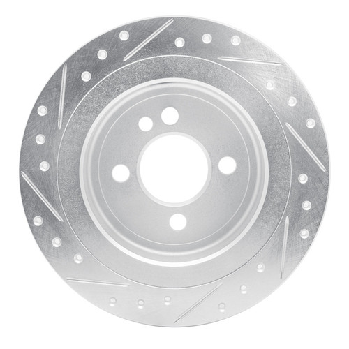 R1 09-14 Mini Cooper (Excl Clubman) Rear Right Drilled & Slotted Silver Brake Rotor