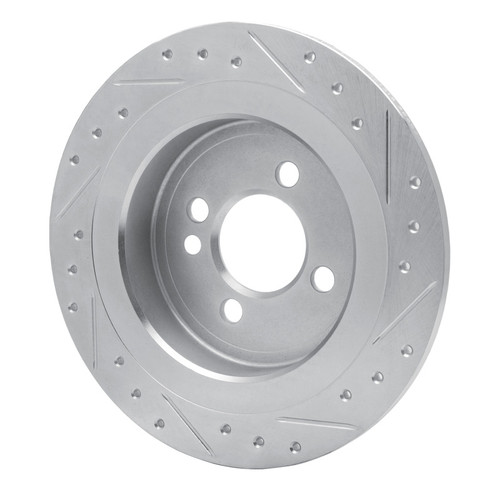 R1 09-14 Mini Cooper Clubman Rear Left Drilled & Slotted Silver Brake Rotor