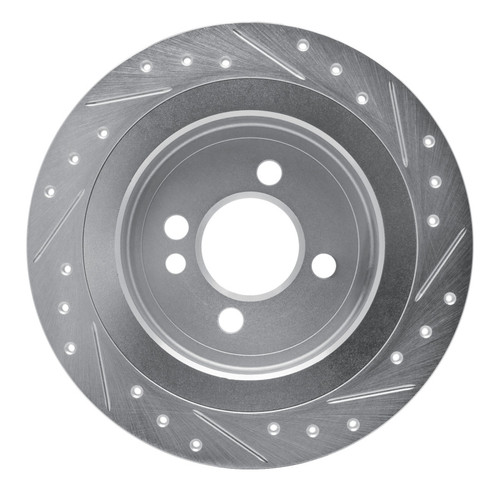 R1 09-14 Mini Cooper Clubman Rear Left Drilled & Slotted Silver Brake Rotor