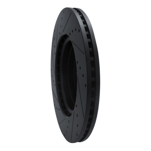 R1 19-25 Ram 1500 Front Right Drilled & Slotted Black Brake Rotor