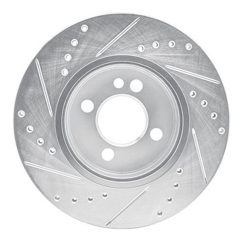 R1 07-15 Mini Cooper (Excl Clubman) Front Right Drilled & Slotted Silver Brake Rotor EDZ-32005R
