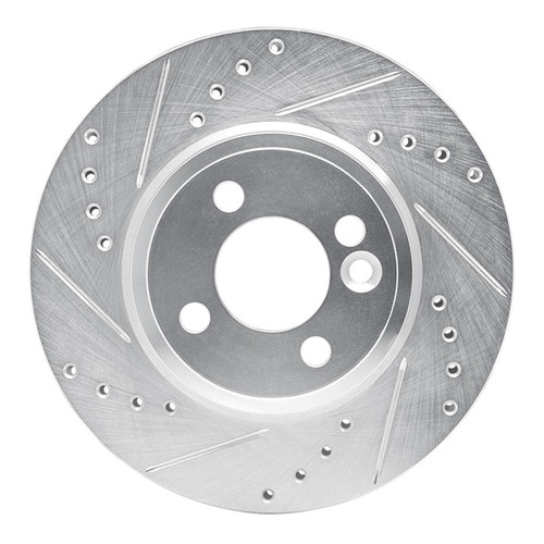 R1 07-15 Mini Cooper Clubman Front Left Drilled & Slotted Silver Brake Rotor