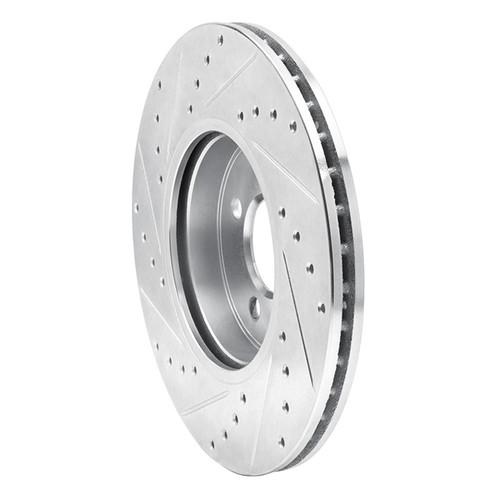 R1 02-06 Mini Cooper (Excl Clubman) Front Right Drilled & Slotted Silver Brake Rotor