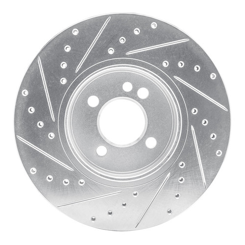 R1 02-06 Mini Cooper (Excl Clubman) Front Right Drilled & Slotted Silver Brake Rotor