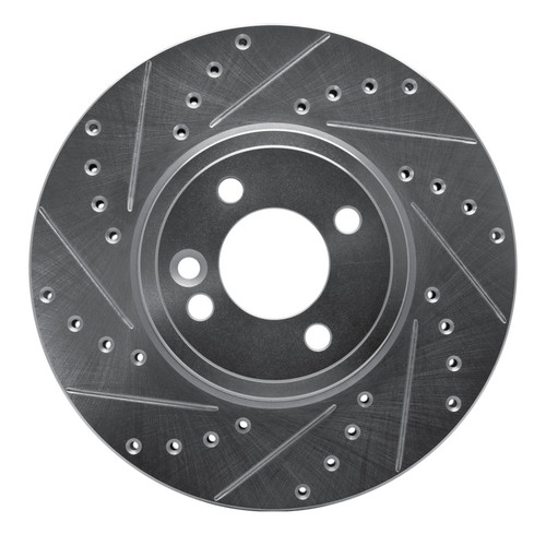 R1 02-06 Mini Cooper (Excl Clubman) Front Left Drilled & Slotted Silver Brake Rotor