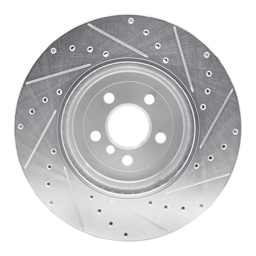 R1 17-25 BMW 530E Front Left Drilled & Slotted Silver Brake Rotor