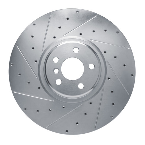 R1 17-25 BMW X6 Left Front Drilled & Slotted Silver Brake Rotor
