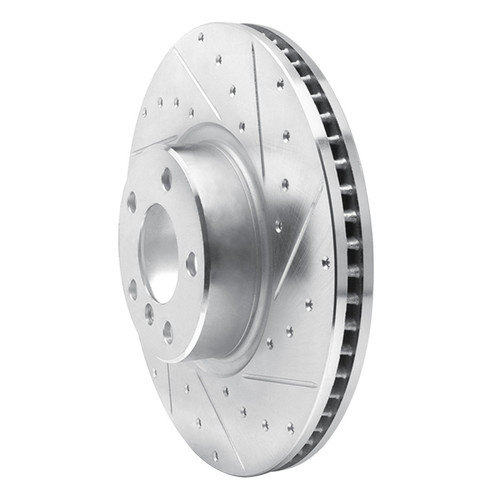 R1 16-18 BMW X4 Left Front Drilled & Slotted Silver Brake Rotor
