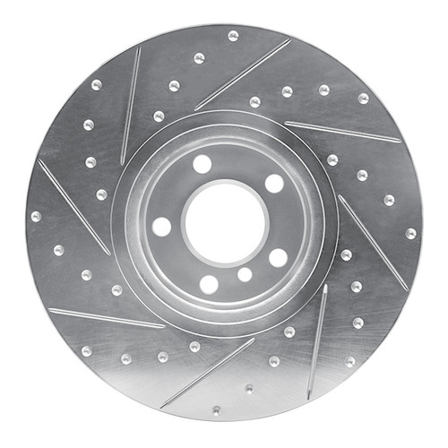 R1 16-18 BMW X4 Left Front Drilled & Slotted Silver Brake Rotor