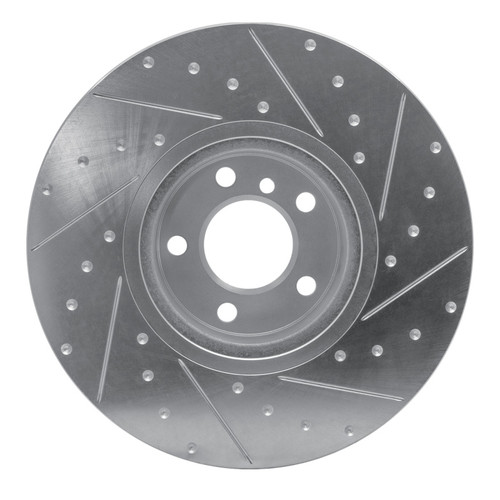 R1 16-18 BMW X4 Right Front Drilled & Slotted Silver Brake Rotor