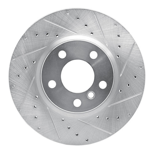 R1 11-18 BMW X4 Front Right Drilled & Slotted Silver Brake Rotor