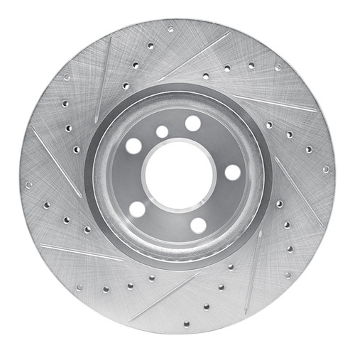 R1 11-18 BMW X4 Front Right Drilled & Slotted Silver Brake Rotor