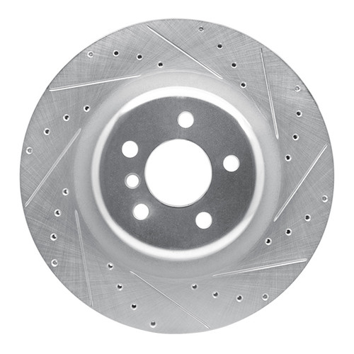 R1 10-14 BMW X5 Rear Right Drilled & Slotted Silver Brake Rotor