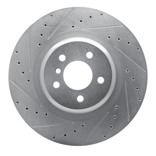 R1 10-14 BMW X5 Rear Left Drilled & Slotted Silver Brake Rotor