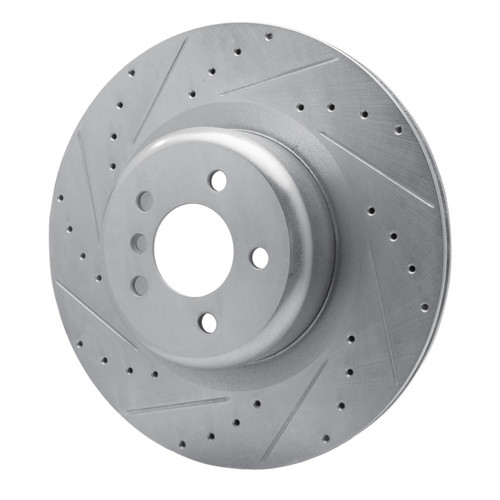 R1 10-14 BMW X5 Rear Left Drilled & Slotted Silver Brake Rotor