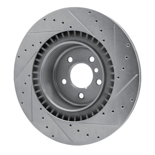 R1 10-14 BMW X5 Rear Left Drilled & Slotted Silver Brake Rotor