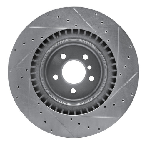 R1 10-14 BMW X5 Rear Left Drilled & Slotted Silver Brake Rotor