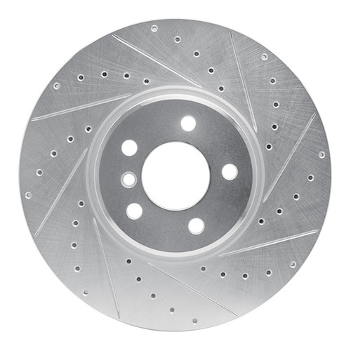 R1 08-19 BMW X5 Front Right Drilled & Slotted Silver Brake Rotor