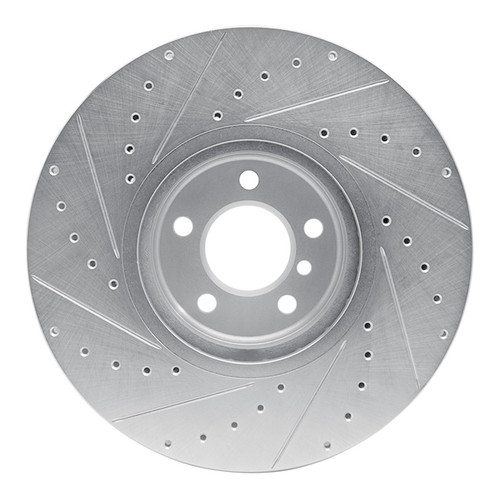 R1 08-19 BMW X5 Front Right Drilled & Slotted Silver Brake Rotor