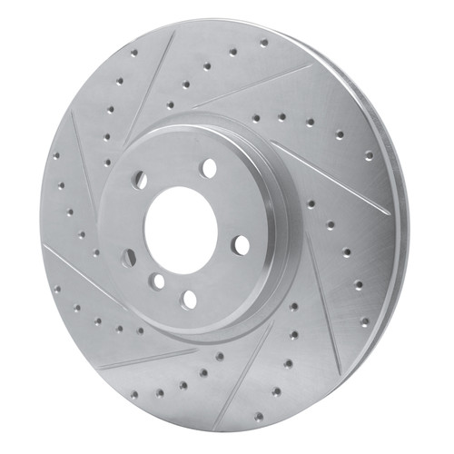R1 08-19 BMW X6 Front Left Drilled & Slotted Silver Brake Rotor