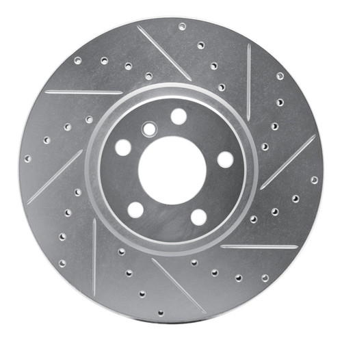 R1 07-18 BMW X5 Front Right Drilled & Slotted Silver Brake Rotor